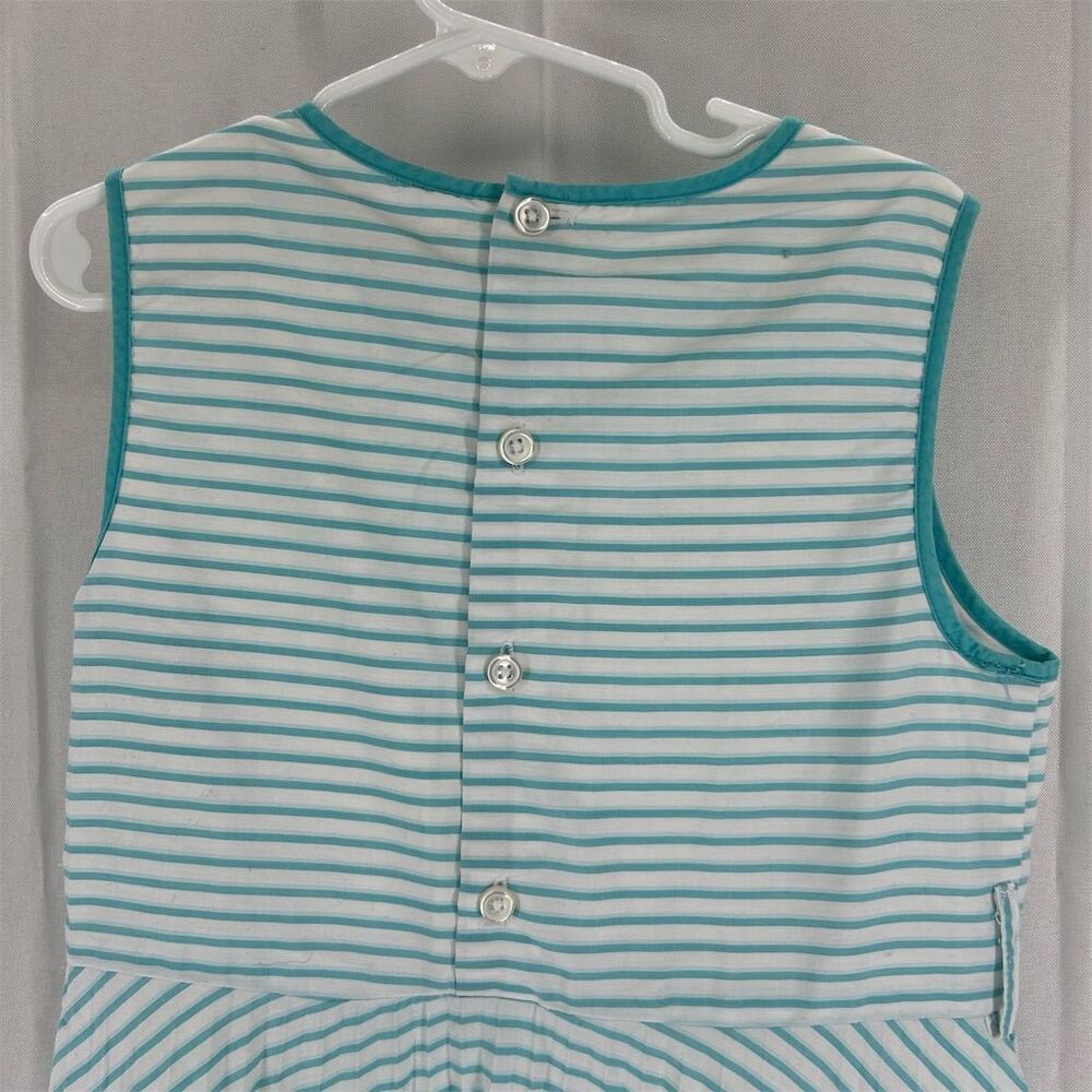 The Children's Place Girls Size 8 Teal and White Striped Sleeveless Dress - Picture 3 of 6